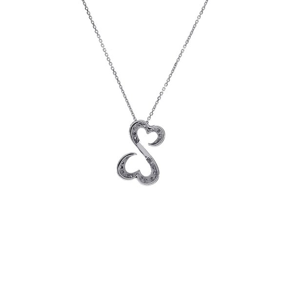 0.25 Ct. Tw. Round Cut Diamond Open Hearts Pendant In 14K White Gold Necklace - Picture 3 of 4